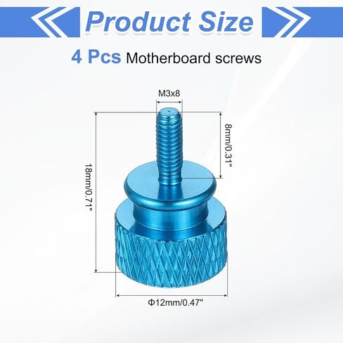 meccanixity 8pcs m3x8 مسامير الإبهام الألومنيوم ، 12x18mm (ODXH) مسامير الإبهام للكمبيوتر لجهاز الكمبيوتر الجانبي المسمار التثبيت الأم ، الياقوت in Saudi Arabia