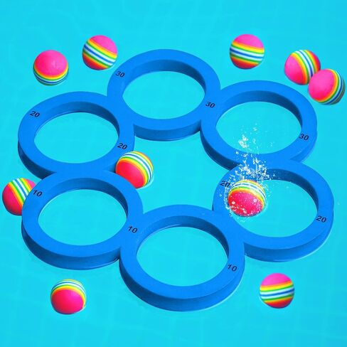 Hiboom Pool Toys Games Set, Water Sports Toys for Pool Floating Throwing Games with 10 Rainbow Golf EVA Balls, Fun Gifts, Floating Pool Water Toys for Boys, Girls Teens Adults and Family in Saudi Arabia