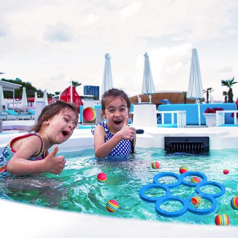 Hiboom Pool Toys Games Set, Water Sports Toys for Pool Floating Throwing Games with 10 Rainbow Golf EVA Balls, Fun Gifts, Floating Pool Water Toys for Boys, Girls Teens Adults and Family in Saudi Arabia