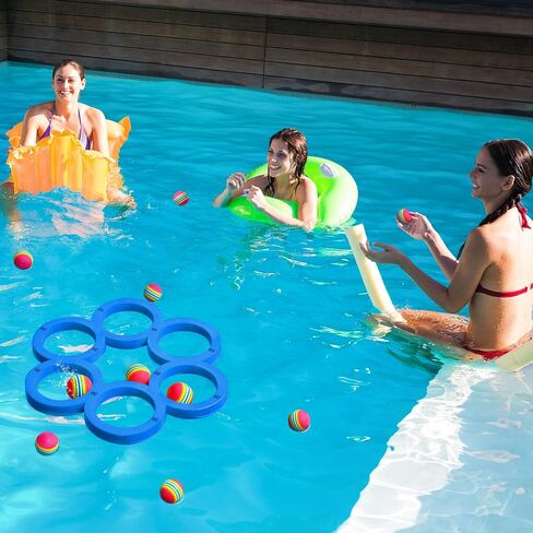 Hiboom Pool Toys Games Set, Water Sports Toys for Pool Floating Throwing Games with 10 Rainbow Golf EVA Balls, Fun Gifts, Floating Pool Water Toys for Boys, Girls Teens Adults and Family in Saudi Arabia