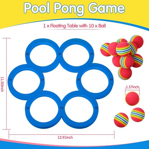 Hiboom Pool Toys Games Set, Water Sports Toys for Pool Floating Throwing Games with 10 Rainbow Golf EVA Balls, Fun Gifts, Floating Pool Water Toys for Boys, Girls Teens Adults and Family in Saudi Arabia