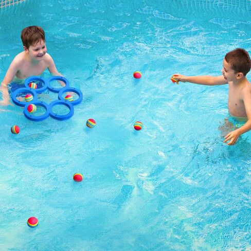 Hiboom Pool Toys Games Set, Water Sports Toys for Pool Floating Throwing Games with 10 Rainbow Golf EVA Balls, Fun Gifts, Floating Pool Water Toys for Boys, Girls Teens Adults and Family in Saudi Arabia