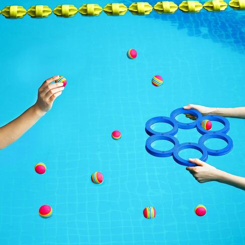 Hiboom Pool Toys Games Set, Water Sports Toys for Pool Floating Throwing Games with 10 Rainbow Golf EVA Balls, Fun Gifts, Floating Pool Water Toys for Boys, Girls Teens Adults and Family in Saudi Arabia
