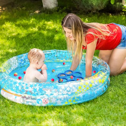 Hiboom Pool Toys Games Set, Water Sports Toys for Pool Floating Throwing Games with 10 Rainbow Golf EVA Balls, Fun Gifts, Floating Pool Water Toys for Boys, Girls Teens Adults and Family in Saudi Arabia