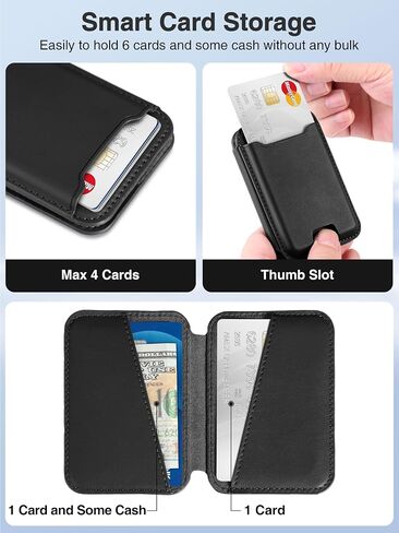 Topmade for Magsafe Wallet ، أقوى محفظة هاتف مغناطيسي لـ iPhone 16 ، iPhone 15/14/13/12 ، حامل البطاقة المغناطيسية الجلدية مع مغناطيسات قوية ، حظر RFID ، 6 بطاقات ، أسود ، أسود in Kuwait