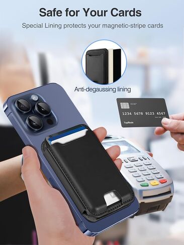 Topmade for Magsafe Wallet ، أقوى محفظة هاتف مغناطيسي لـ iPhone 16 ، iPhone 15/14/13/12 ، حامل البطاقة المغناطيسية الجلدية مع مغناطيسات قوية ، حظر RFID ، 6 بطاقات ، أسود ، أسود in Kuwait
