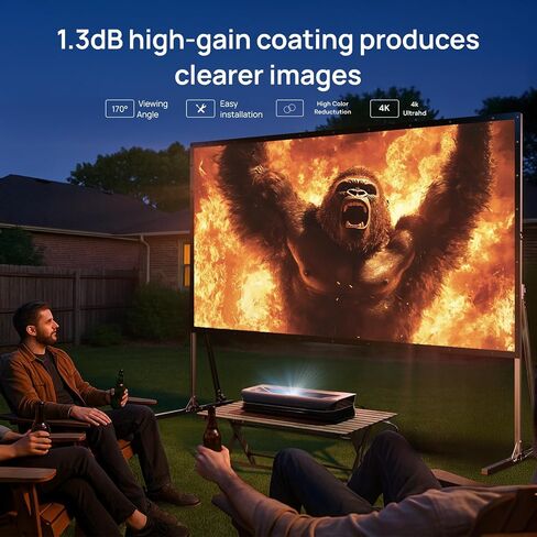 AWOL VISION Folding Outdoor Projector Screen with Stand (180 inches), Portable 16:9 4K HD Rear Front Movie Screen with Carry Bag for Theater Backyard Movie Night,Cinema School in Kuwait