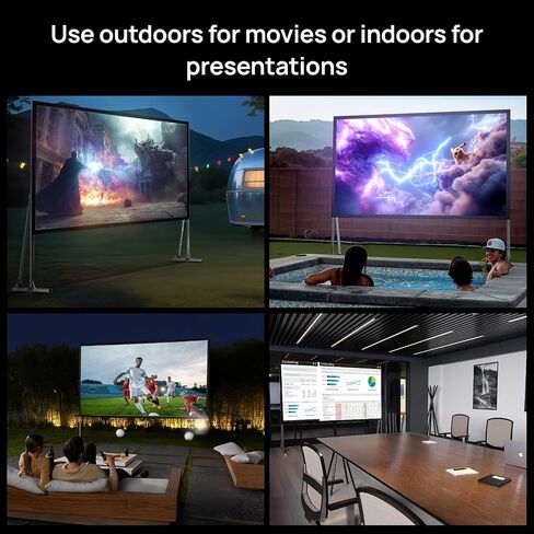 AWOL VISION Folding Outdoor Projector Screen with Stand (180 inches), Portable 16:9 4K HD Rear Front Movie Screen with Carry Bag for Theater Backyard Movie Night,Cinema School in Kuwait