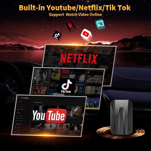 4-in-1 محول Carplay و Android Auto Adapter ، متوافق مع رابط N-ETFLIX/YouTube/Tik Tok/Screen in Kuwait