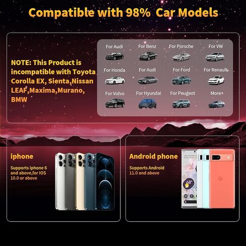 4-in-1 محول Carplay و Android Auto Adapter ، متوافق مع رابط N-ETFLIX/YouTube/Tik Tok/Screen in Kuwait