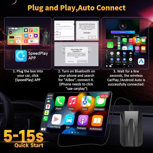 4-in-1 محول Carplay و Android Auto Adapter ، متوافق مع رابط N-ETFLIX/YouTube/Tik Tok/Screen in Kuwait