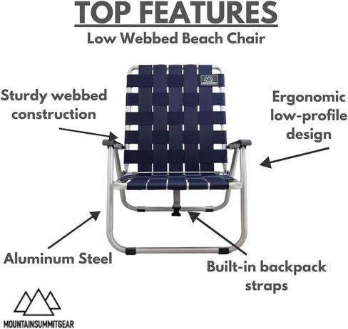 Low Webbed Beach Chair with Backpack Straps - Portable Lightweight Seating for Outdoor Adventures, Beach Days and Camping by Caddis Sports in Kuwait