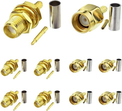 Superbat SMA Crimp Connectors Kit SMA Male + SMA Female Crimp Solder Connector Kit for RG58 RG142 RG400 RG303 RG141 LMR195 Low Loss Coax Cable 10-Pack in Kuwait