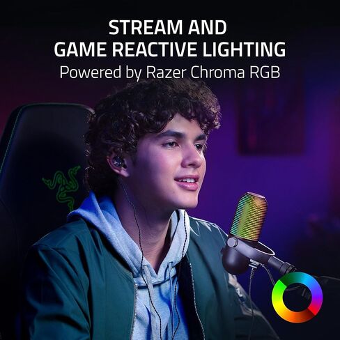 Razer Seiren V3 Chroma RGB USB الميكروفون: الإضاءة التفاعلية للبث واللعبة - مستشعر النقر إلى الدخات - MIC المكثف ، XSPLIT - أسود (متجدد) in Saudi Arabia