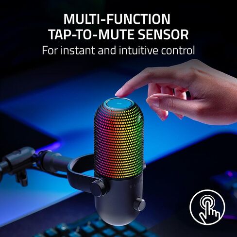 Razer Seiren V3 Chroma RGB USB الميكروفون: الإضاءة التفاعلية للبث واللعبة - مستشعر النقر إلى الدخات - MIC المكثف ، XSPLIT - أسود (متجدد) in Saudi Arabia