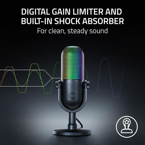 Razer Seiren V3 Chroma RGB USB الميكروفون: الإضاءة التفاعلية للبث واللعبة - مستشعر النقر إلى الدخات - MIC المكثف ، XSPLIT - أسود (متجدد) in Saudi Arabia