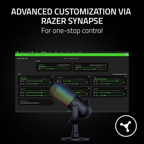 Razer Seiren V3 Chroma RGB USB الميكروفون: الإضاءة التفاعلية للبث واللعبة - مستشعر النقر إلى الدخات - MIC المكثف ، XSPLIT - أسود (متجدد) in Saudi Arabia