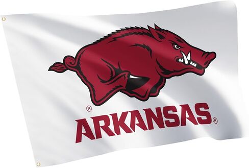 لافتات أعلام جامعة أركنساس بعلم صبار الصحراء من أركنساس U of A Hogs 100% بوليستر للاستخدام الداخلي والخارجي 3x5 (النمط B) in Saudi Arabia