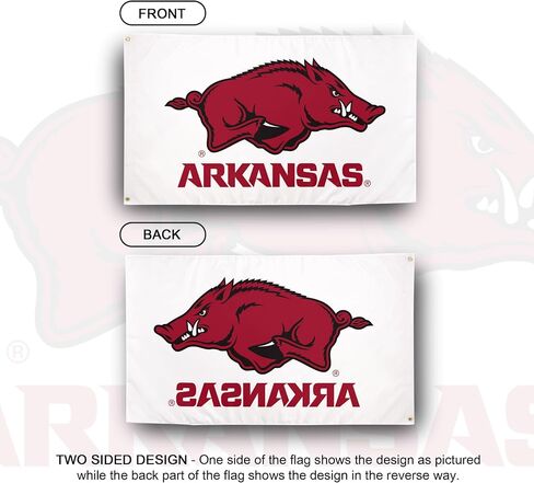 لافتات أعلام جامعة أركنساس بعلم صبار الصحراء من أركنساس U of A Hogs 100% بوليستر للاستخدام الداخلي والخارجي 3x5 (النمط B) in Saudi Arabia