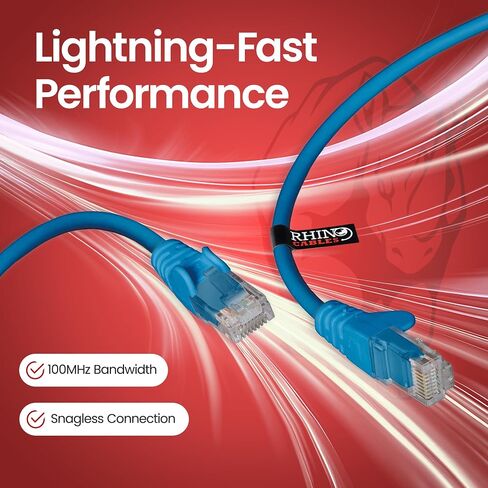 rhinocables CAT 5e High-Speed Ethernet Cable - Reliable LAN Network RJ45 Cable for Fast Internet & Data Transfer | Durable WiFi Broadband Cable for Gaming & Streaming (0.8ft, Black) in Kuwait