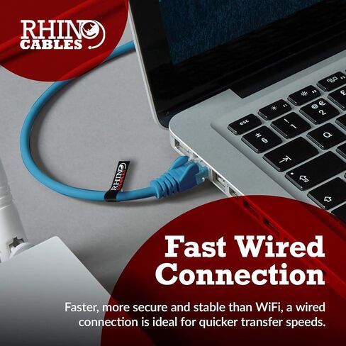 rhinocables CAT 5e High-Speed Ethernet Cable - Reliable LAN Network RJ45 Cable for Fast Internet & Data Transfer | Durable WiFi Broadband Cable for Gaming & Streaming (0.8ft, Black) in Kuwait