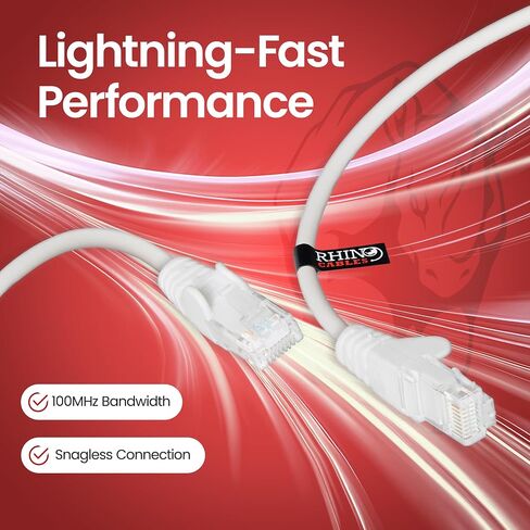 rhinocables CAT 5e High-Speed Ethernet Cable - Reliable LAN Network RJ45 Cable for Fast Internet & Data Transfer | Durable WiFi Broadband Cable for Gaming & Streaming (0.8ft, Black) in Kuwait