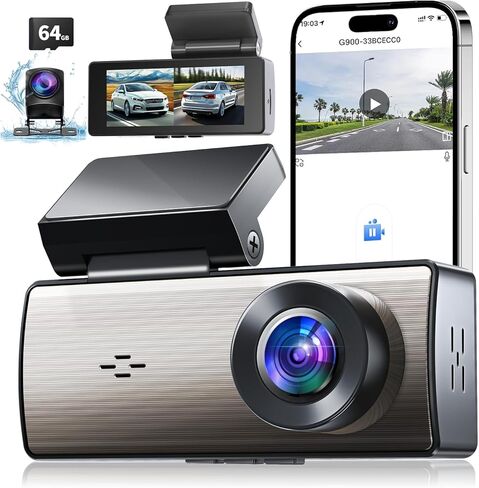 4K+2K Dash Cam Front and Rear,Dash Camera for Cars,Built-in 64G Card,5G WiFi APP Control,HDR Night Vision,24H Parking Mode,Loop Recording,Support 512GB Max(4k+2k) in Saudi Arabia