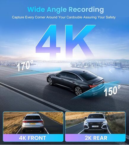 4K+2K Dash Cam Front and Rear,Dash Camera for Cars,Built-in 64G Card,5G WiFi APP Control,HDR Night Vision,24H Parking Mode,Loop Recording,Support 512GB Max(4k+2k) in Saudi Arabia