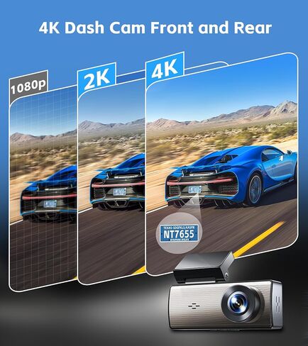 4K+2K Dash Cam Front and Rear,Dash Camera for Cars,Built-in 64G Card,5G WiFi APP Control,HDR Night Vision,24H Parking Mode,Loop Recording,Support 512GB Max(4k+2k) in Saudi Arabia
