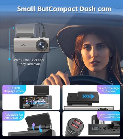 4K+2K Dash Cam Front and Rear,Dash Camera for Cars,Built-in 64G Card,5G WiFi APP Control,HDR Night Vision,24H Parking Mode,Loop Recording,Support 512GB Max(4k+2k) in Saudi Arabia