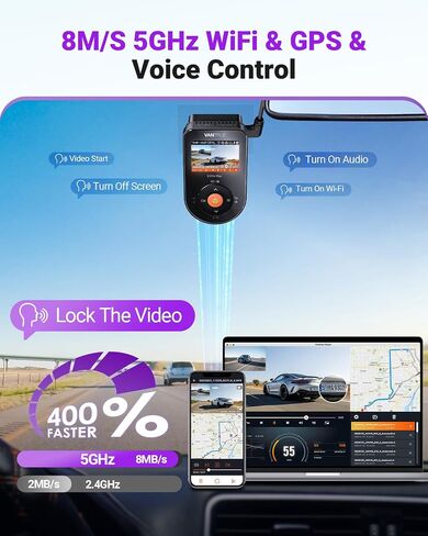 Vantrue S1 Pro Max 4K+2.5k Dash Cam الأمامي والخلفي ، Starvis 2 DashCam مزدوج ، 2 قناة HDR Dash كاميرا للسيارات ، الرؤية الليلية Platepix ، WiFi 5G ، التحكم الصوتي ، GPS ، ADAS ، وضع وقوف السيارات 24 H ، 1TB كحد أقصى in Kuwait