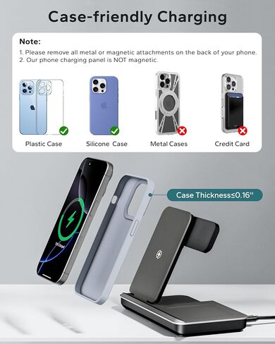 3 في محطة شحن واحدة لـ Apple ، تقف الشاحن اللاسلكي القابلة للطي لـ iPhone 16 15 14 13 ، Dock Fast Travel Phone Dock لأجهزة متعددة لـ Apple Watch Ultra 10 9 8 ، AirPods 4 3 Pro in Kuwait