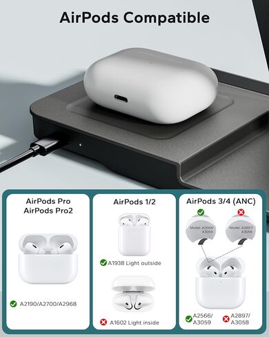 3 في محطة شحن واحدة لـ Apple ، تقف الشاحن اللاسلكي القابلة للطي لـ iPhone 16 15 14 13 ، Dock Fast Travel Phone Dock لأجهزة متعددة لـ Apple Watch Ultra 10 9 8 ، AirPods 4 3 Pro in Kuwait
