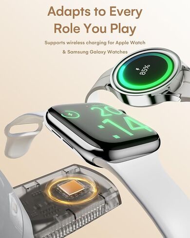 ZEEHOO 4 in 1 Wireless Charging Station for Apple,Mag-Safe Charger&Dimmable Light,Qi2 15W Rotating Fast Wireless Charger for iPhone 16,15,14,13,12&Pixel 10&iWatch&Samsung Watch&AirPods(30W Adapter) in Kuwait