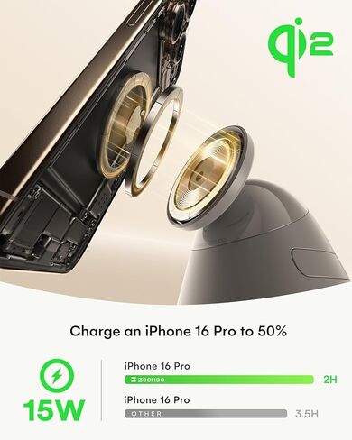 ZEEHOO 4 in 1 Wireless Charging Station for Apple,Mag-Safe Charger&Dimmable Light,Qi2 15W Rotating Fast Wireless Charger for iPhone 16,15,14,13,12&Pixel 10&iWatch&Samsung Watch&AirPods(30W Adapter) in Kuwait