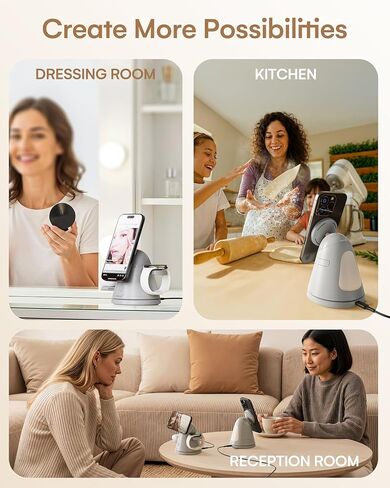 ZEEHOO 4 in 1 Wireless Charging Station for Apple,Mag-Safe Charger&Dimmable Light,Qi2 15W Rotating Fast Wireless Charger for iPhone 16,15,14,13,12&Pixel 10&iWatch&Samsung Watch&AirPods(30W Adapter) in Kuwait