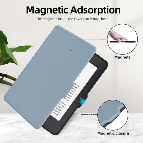 MOROCK Case for 6" Kindle Paperwhite 5th/6th/7th Generation 2012-2017 Released(Model No. EY21 & DP75SDI), Premium Lightweight PU Leather Cover with Hand Strap, Auto Wake/Sleep, Misty Blue in Kuwait