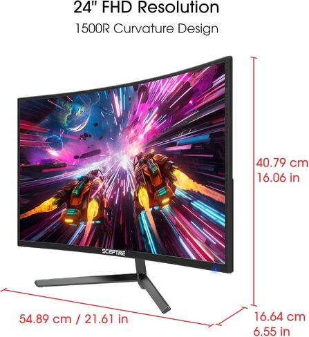 Sceptre Curved 27" FHD 1080p Gaming Monitor R1500 98% sRGB HDMI VGA 75Hz Build-in Speakers, Blue Light Shift Machine Black (C278W-1920RN series) in Saudi Arabia