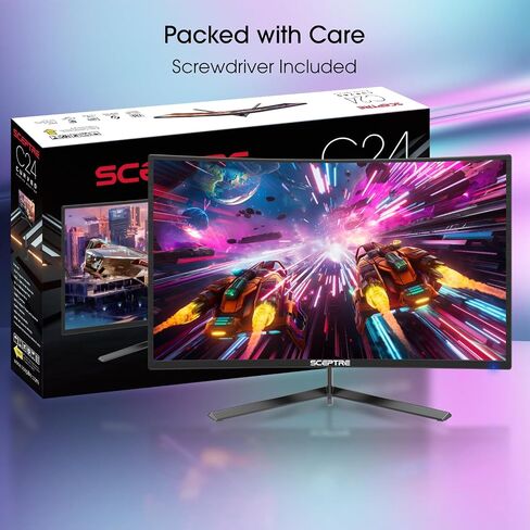 Sceptre Curved 27" FHD 1080p Gaming Monitor R1500 98% sRGB HDMI VGA 75Hz Build-in Speakers, Blue Light Shift Machine Black (C278W-1920RN series) in Saudi Arabia