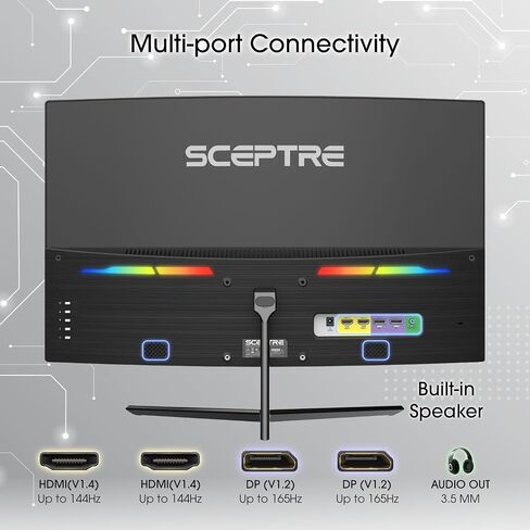 Sceptre Curved 27" FHD 1080p Gaming Monitor R1500 98% sRGB HDMI VGA 75Hz Build-in Speakers, Blue Light Shift Machine Black (C278W-1920RN series) in Saudi Arabia