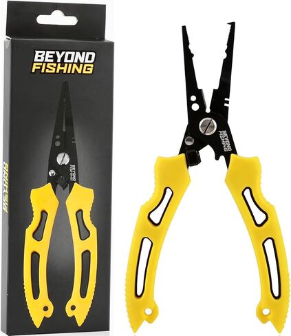 كماشة الصيد QuickRig من Beyond Fishing - كماشة حلقية مقسمة من الفولاذ المقاوم للصدأ متعددة الوظائف لصيد الأسماك مع قاطع الخط والمكشكش - تصميم مقاوم للتآكل ومحمَّل بنابض in Kuwait
