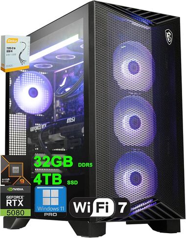 MSI Aegis ZS2 Gaming Desktop | AMD 12-Core Zen 5 Ryzen 9 9900X | 64GB DDR5 8TB SSD | GeForce RTX 5070 DLSS 4 | 360mm Liquid Cooler | Wi-Fi 7 | 750W 80+ Gold Power Supply Win11 Pro w/DLCA Accessory in Saudi Arabia