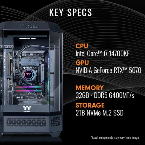 Thermaltake LCGS مفاعل I1470 ألعاب سطح المكتب (Intel Core ™ I9-14900KF ، 32GB 6000MT/S DDR5 RGB Memory ، NVIDIA GEFORCE® RTX 5070 ، 1TB NVME M.2 ، WIFI ، Windows 11) T3BK-B760-570-570 in Saudi Arabia