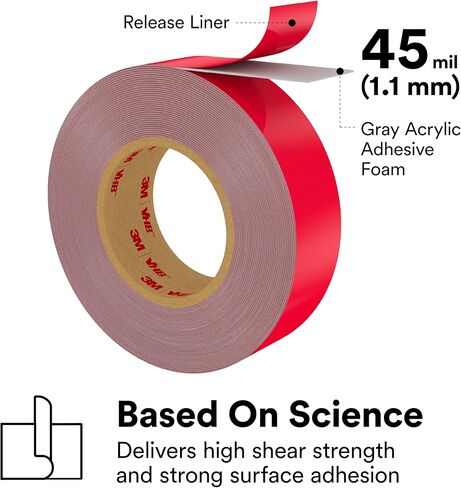 شريط إسفنجي 3M VHB 4611، 1/4 بوصة × 36 ياردة، رمادي داكن، مزدوج الجوانب، دائم، متانة طويلة الأمد، مقاوم لدرجة الحرارة العالية in Kuwait