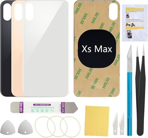 Rear Back Screen Glass Cover Replacement Compatible with iPhone Xs Max 6.5-Inches All Carriers (Silver) in Saudi Arabia