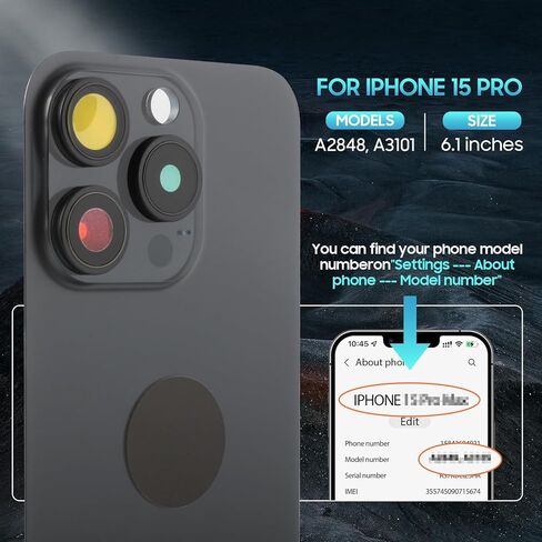 Agcut for iPhone 15Pro Back Glass استبدال iPhone 15 Pro الخلفية الخلفية المقاومة للماء وعدسة الكاميرا+مجموعة أدوات إصلاح احترافية (Titanium الأسود) in Saudi Arabia