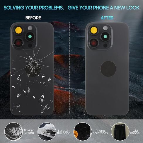 Agcut for iPhone 15Pro Back Glass استبدال iPhone 15 Pro الخلفية الخلفية المقاومة للماء وعدسة الكاميرا+مجموعة أدوات إصلاح احترافية (Titanium الأسود) in Saudi Arabia