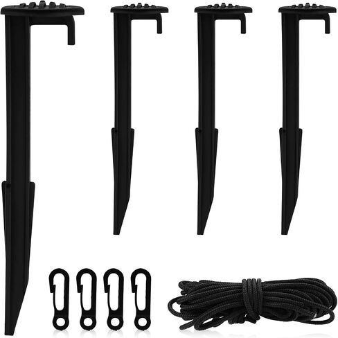 12pcs Inflatable Plastic Stakes Sturdy Tent Stakes with Hook and Tethers Plastic Yard Inflatable Accessories Party Inflatable Decoration for Beach Camping Hiking in Saudi Arabia