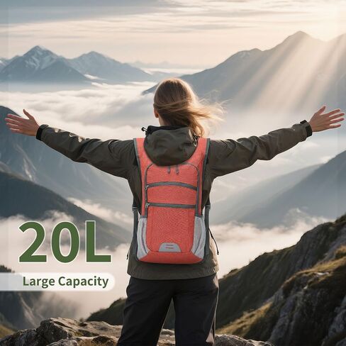 20L Foldable Backpack for Men Women, Ultra Lightweight Water-Resistant Small Packable Hiking Daypack for Travel Camping Outdoor (Leaf Print) in Saudi Arabia