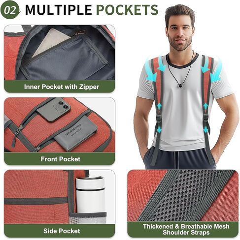 20L Foldable Backpack for Men Women, Ultra Lightweight Water-Resistant Small Packable Hiking Daypack for Travel Camping Outdoor (Leaf Print) in Saudi Arabia